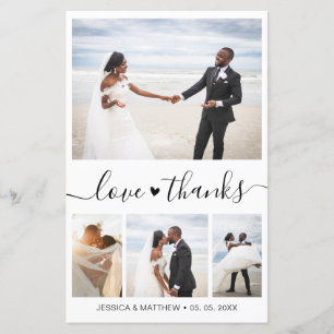 Papier Merci photo Mariage de script élégant budget