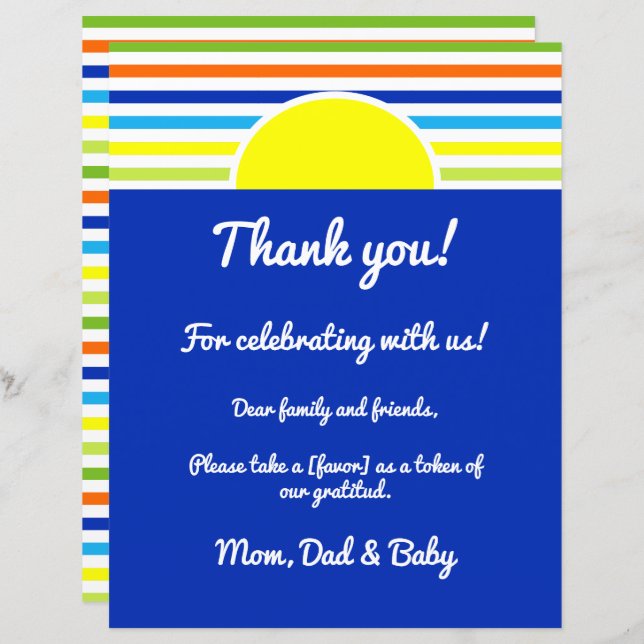 Papier Merci S'Il Vous Plaît Prendre Faveur Été Rayures D (Devant / Derrière)