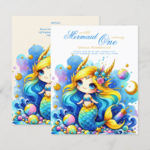Papier Mermaid 1er anniversaire ou EDIT AGE Or Turquoise