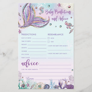 Papier Mermaid Baby Predictions & Conseils Douche Jeu