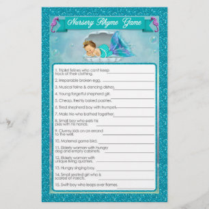Papier Mermaid Baby shower Nursery Rhyme Jeu #130