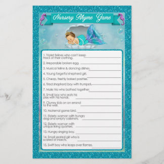 Papier Mermaid Baby shower Nursery Rhyme Jeu #130