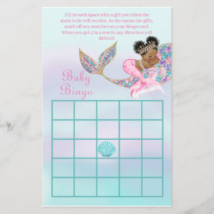 Papier Mermaid Jeux de baby shower afro-américains Bingo