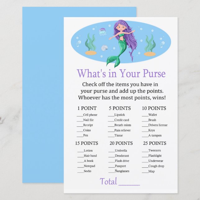 Papier Mermaid Qu'est-ce qu'il y a dans votre baby shower (Devant / Derrière)