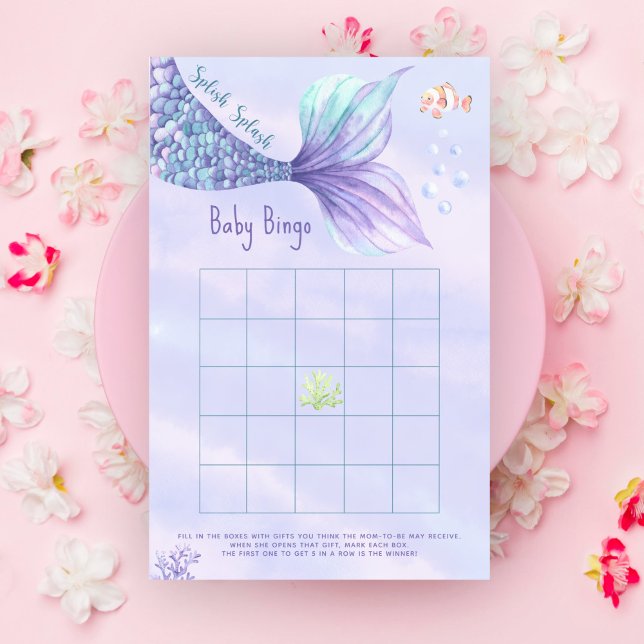 Papier Mermaid Under the sea Baby shower jeu de bingo (Créateur téléchargé)