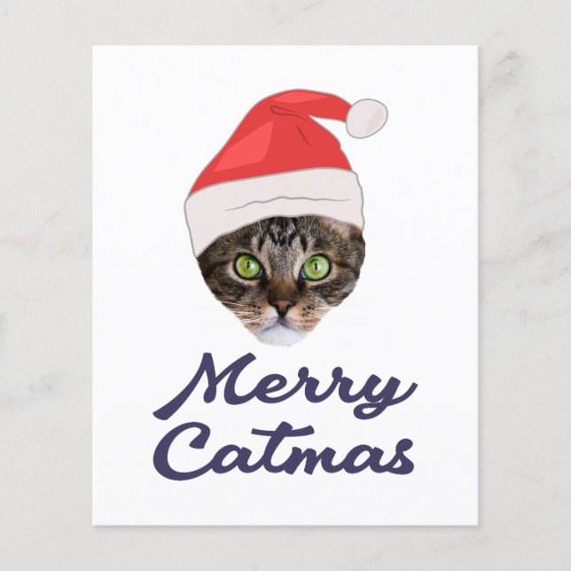 Papier Merry Catmas, Noël Chat Santa hat Invitation (Devant)