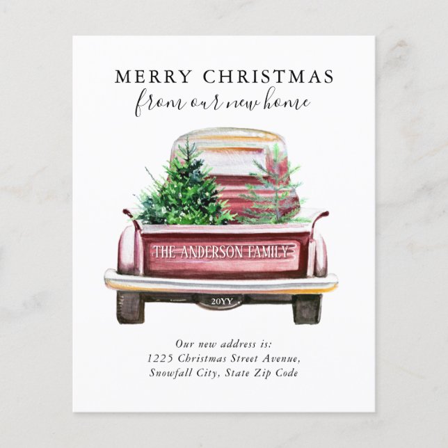 Papier Merry Christmas New Home Truck Moving Announcement (Devant)