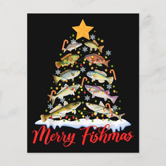 Papier Merry Fishmas Funky Christmas Tree Lights Fish Fis (Devant)