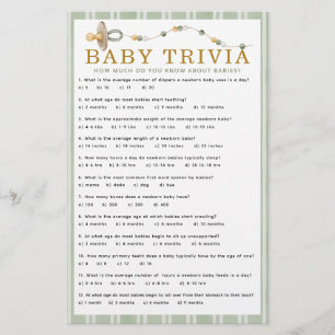 Papier Merry Little Baby shower Baby Trivia Game Card