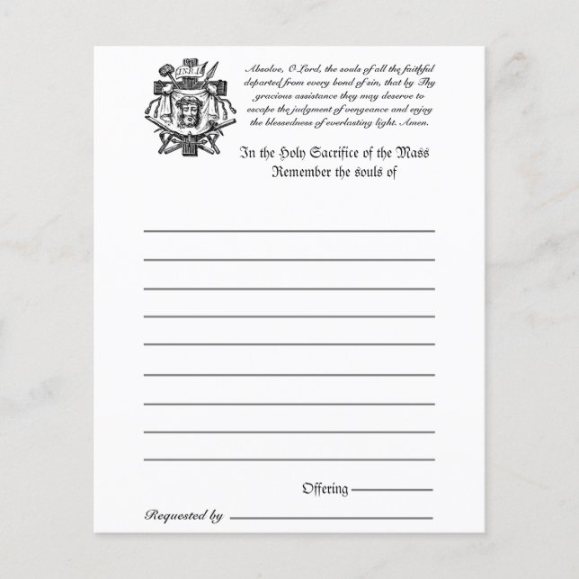 Papier Messe catholique de commémoration des défunts (Devant)
