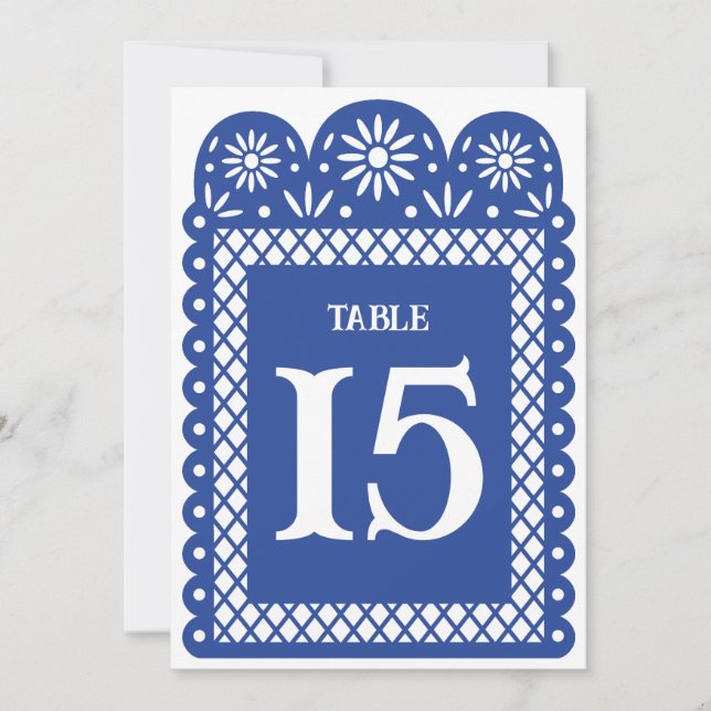 Papier mexicain bleu numéro de table haché (Devant)