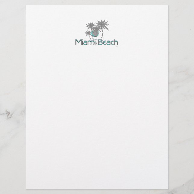 Papier Miami-Beach, Floride, Palms, Grunge Cool (Devant)