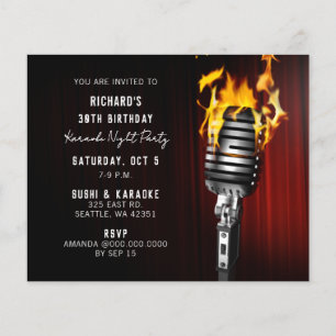 Papier Microphone Budget Adulte Karaoke Party Invitation