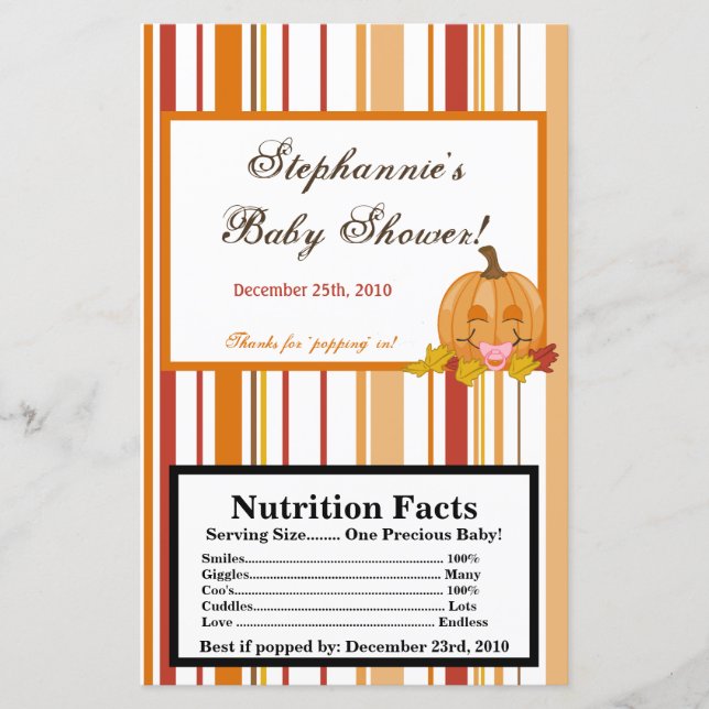 Papier Microwave Popcorn Wrapper Automne Automne Citrouil (Devant)