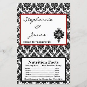 Papier Microwave Popcorn Wrapper Black Red Damask