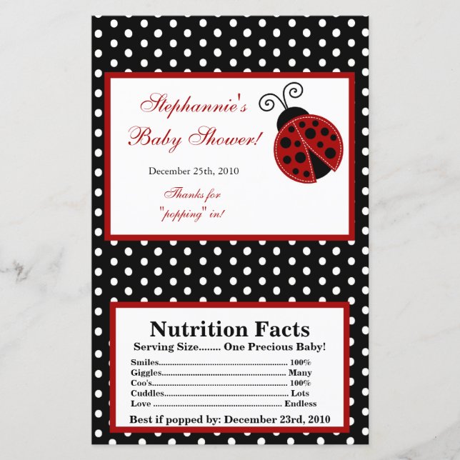 Papier Microwave Popcorn Wrapper Red Ladybug (Devant)