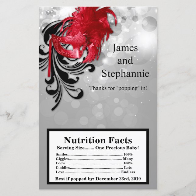 Papier Microwave Popcorn Wrapper Red sur Silver Masquerad (Devant)