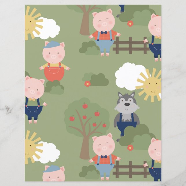 Papier mignon à trois petits cochons (Devant)