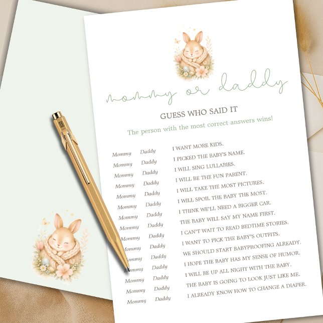 Papier Mignon petit lapin Maman ou Papa devine qui a dit  (Créateur téléchargé)