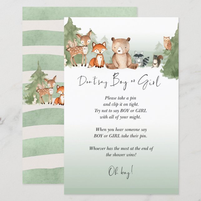 Papier Mini-panneau Baby shower bois garçon ou fille (Devant / Derrière)
