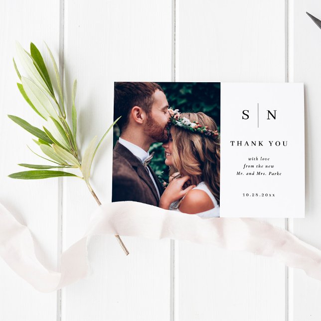 Papier Minimal et chic | Mariage photo Merci BUDGET (Créateur téléchargé)