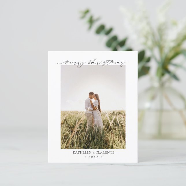 Papier Minimalist Elegant Photo Budget Christmas Card (Debout devant)