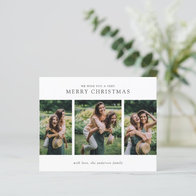 Papier Minimalist Photo Modern Budget Christmas Card (Debout devant)