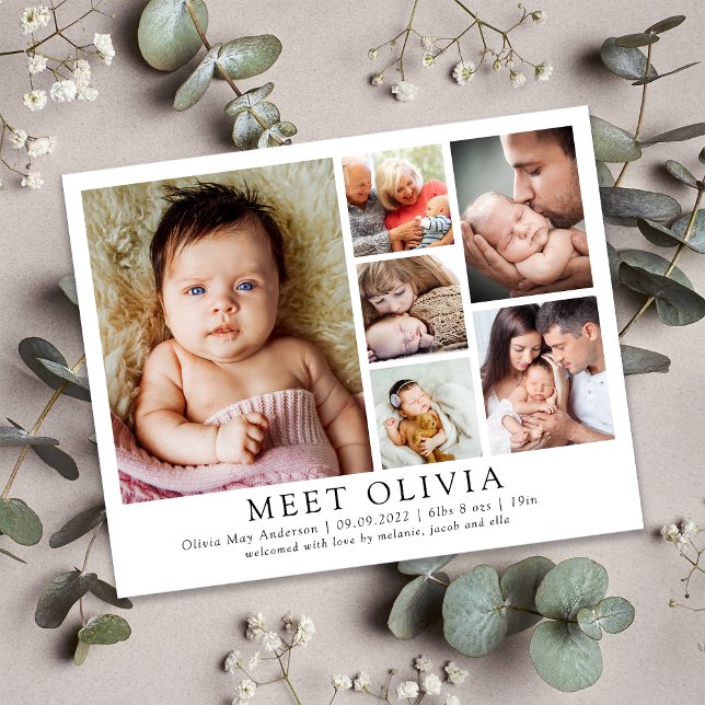 Papier Minimaliste 6 Photo Hello Baby Faire-part de naiss (Créateur téléchargé)