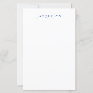 Papier Minimaliste Blanc Bleu Plaine Élégant Nom moderne