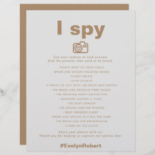 Papier Minimaliste Élégant Formel Brown I Spy Mariage Jeu