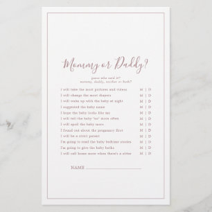Papier Minimaliste Rose Gold Mommy ou Daddy Jeu