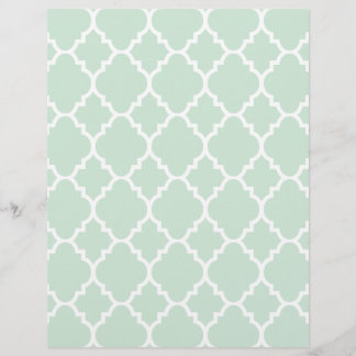 Papier Mint Green Quatrefoil Motif marocain