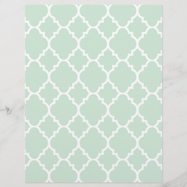 Papier Mint Green Quatrefoil Motif marocain (Devant)