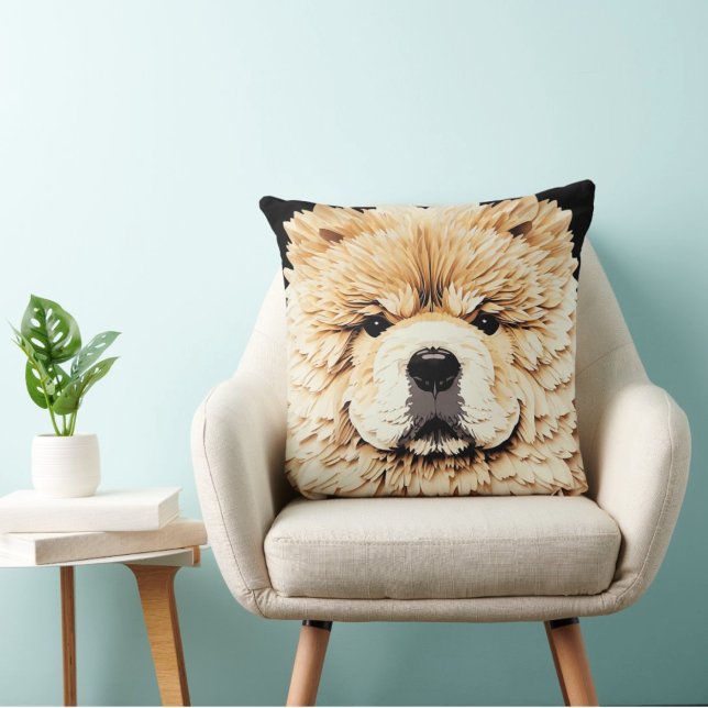 PAPIER MIRAGE Cream Chow Throw Pillow (Creator Uploaded)