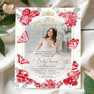 Papier Mis Quince Photo Budget Invitation Floral Rouge