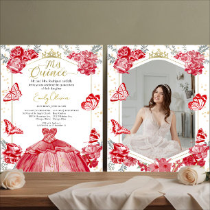 Papier Mis Quince Photo Budget Invitation Floral Rouge