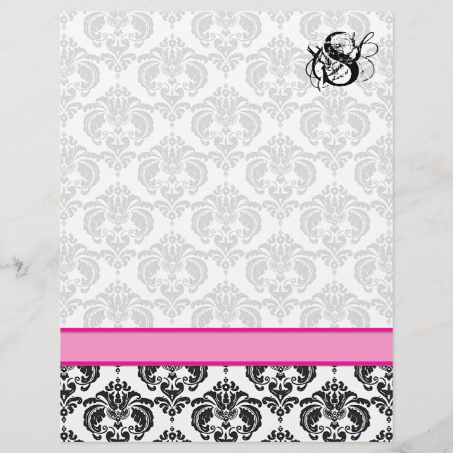 Papier Mode Diva rose framboise Monogramme Damas (Devant)