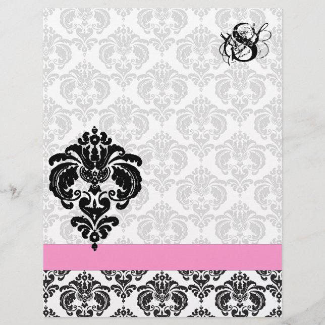 Papier Mode Diva rose framboise Monogramme Damas (Devant)