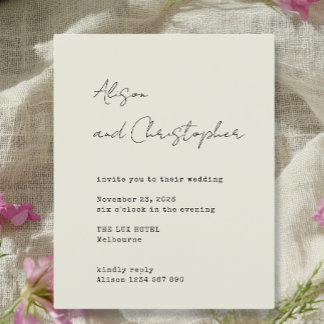 Papier Modern Beige Elegant Script Wedding Invitation