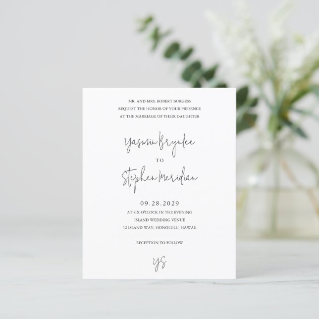 Papier Modern Black and White Chic Budget Wedding Invite (Debout devant)