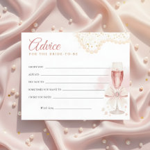 Modern Pearls & Prosecco Bridal Shower Advice Card