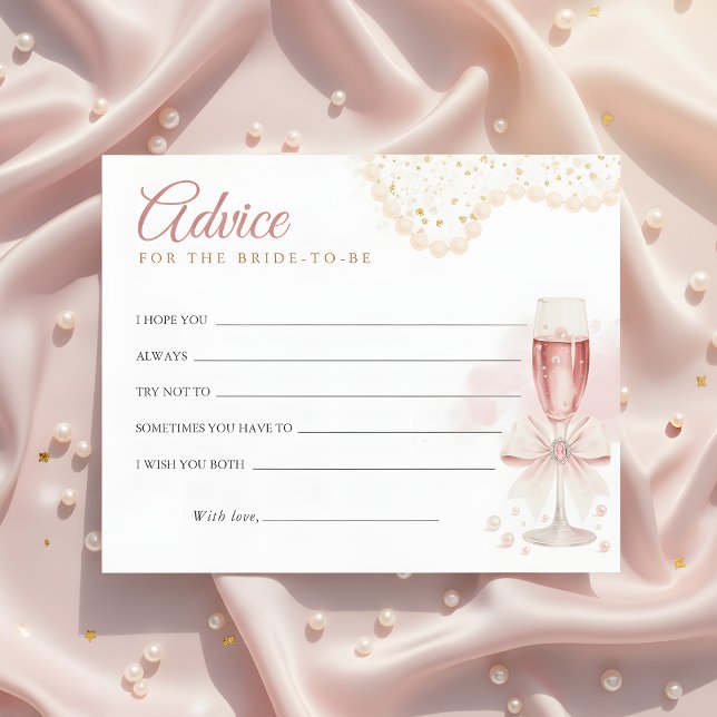 Papier Modern Pearls & Prosecco Bridal Shower Advice Card (Créateur téléchargé)
