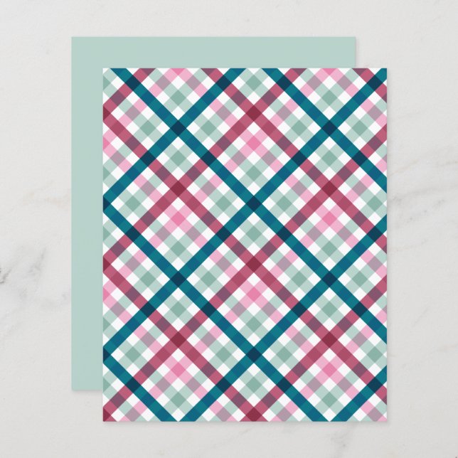Papier Moderne En vichy Turquoise Magenta Rose Motif Scra (Devant / Derrière)