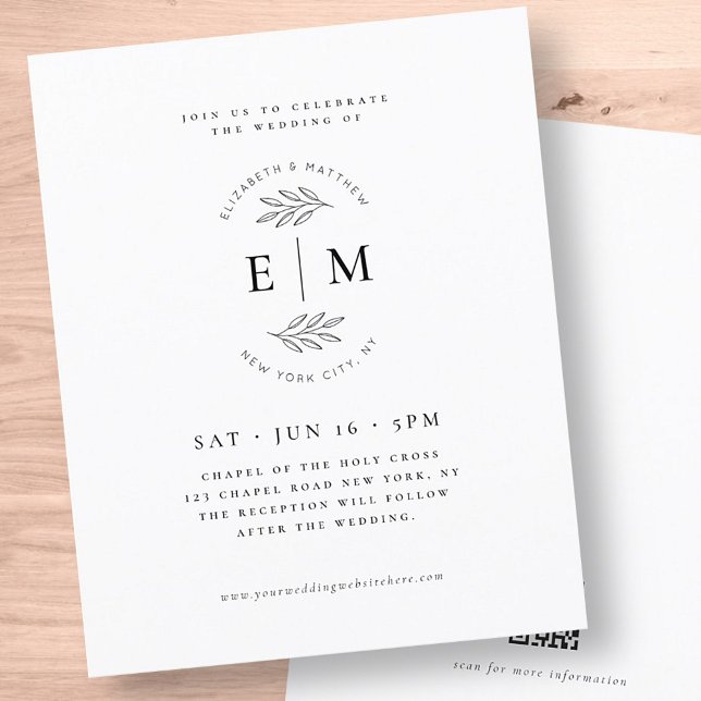 Papier Moderne minimaliste Élégant Faire-part de mariage  (Créateur téléchargé)
