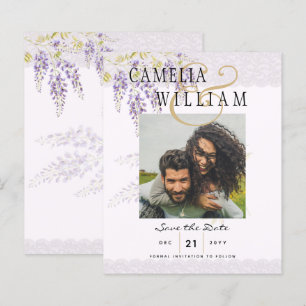 Papier Moderne Purple Wisteria PHOTO Mariage Enregistrer 