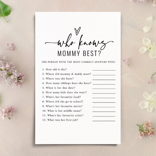 Papier Moderne qui connaît maman meilleur Baby shower jeu (Créateur téléchargé)