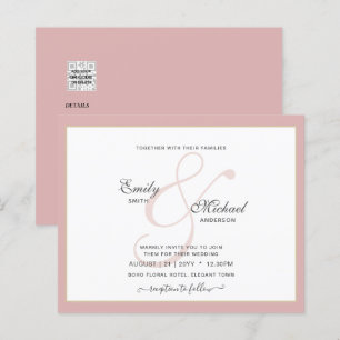 Papier Moderne Vintage Ampersand Typographie Mariage QR c