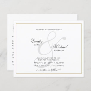 Papier Moderne Vintage Ampersand Typographie Mariage QR c