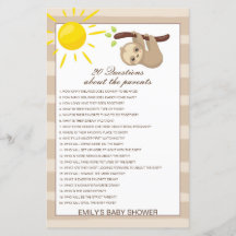Modifiable 20 Questions sur le Baby shower des par