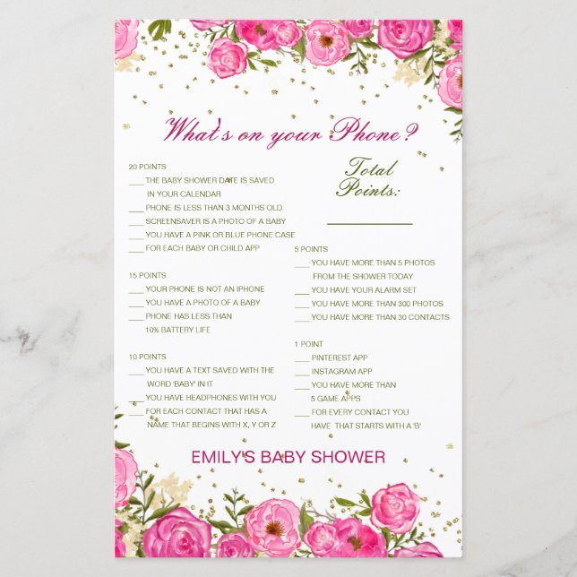 Papier Modifier ce qui est sur votre jeu de Baby shower d (Devant)